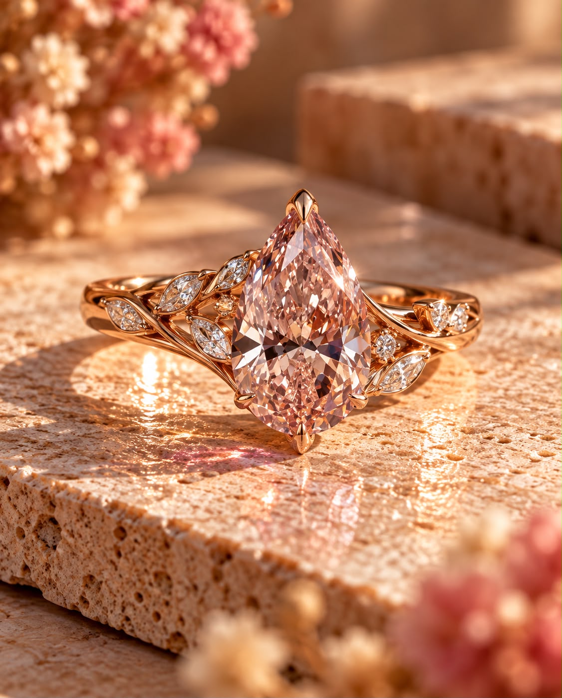 Blush Geometric Marquise Diamond Ring